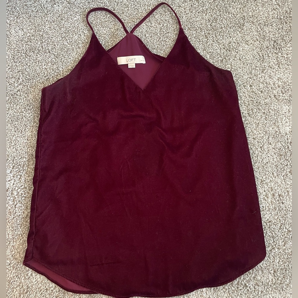 LOFT Women's Velvet Burgundy Tank Top